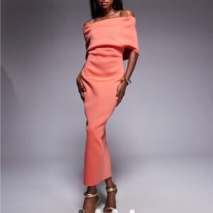 ASOS One-Shoulder Coral Maxi Dress